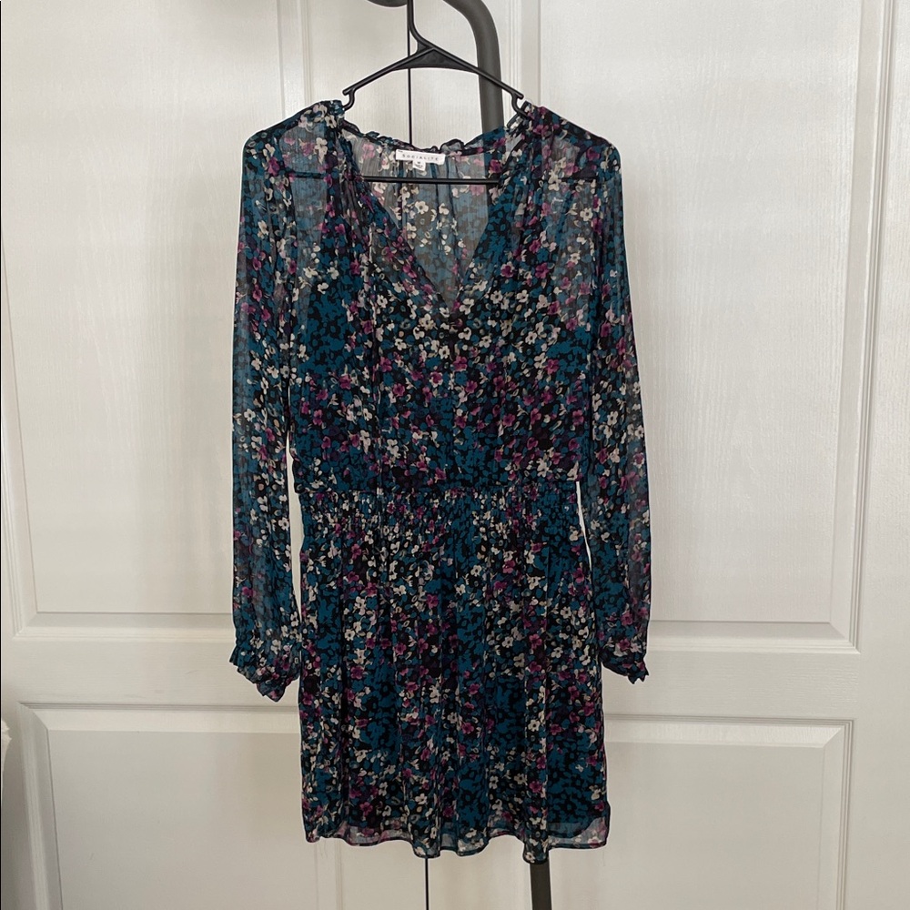 Socialite Floral Long Sleeve Dress - Blue and Purple